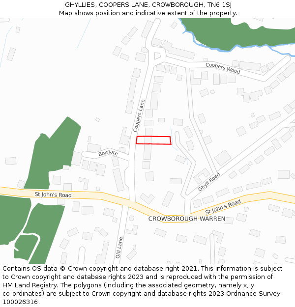 GHYLLIES, COOPERS LANE, CROWBOROUGH, TN6 1SJ: Location map and indicative extent of plot