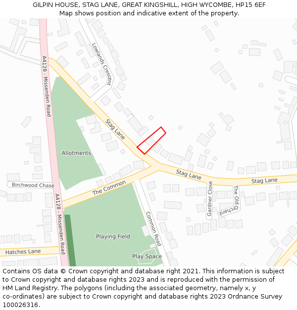 GILPIN HOUSE, STAG LANE, GREAT KINGSHILL, HIGH WYCOMBE, HP15 6EF: Location map and indicative extent of plot