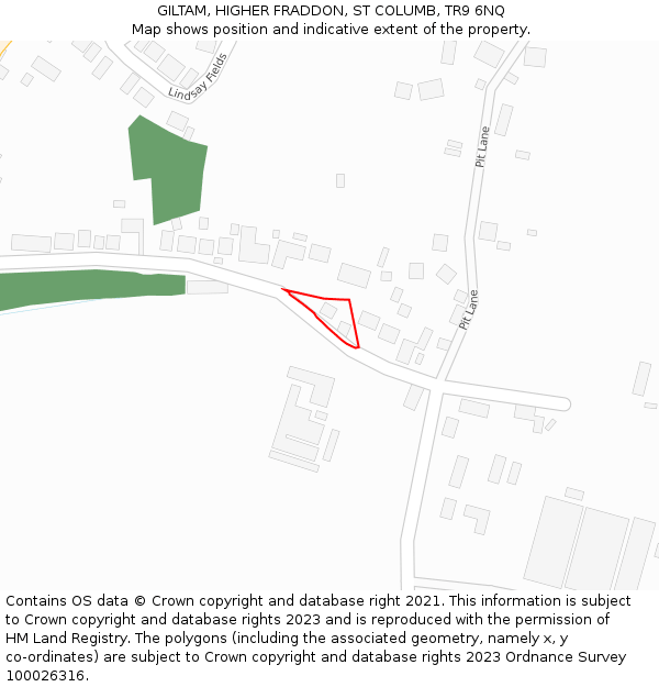 GILTAM, HIGHER FRADDON, ST COLUMB, TR9 6NQ: Location map and indicative extent of plot