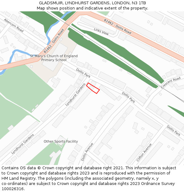 GLADSMUIR, LYNDHURST GARDENS, LONDON, N3 1TB: Location map and indicative extent of plot