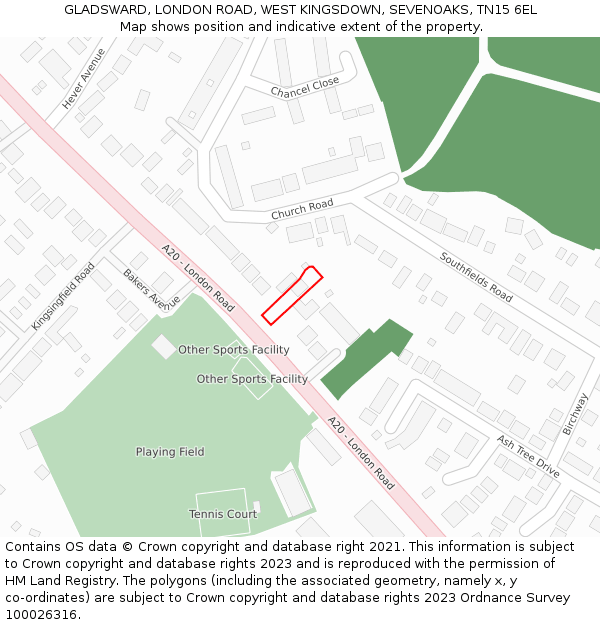 GLADSWARD, LONDON ROAD, WEST KINGSDOWN, SEVENOAKS, TN15 6EL: Location map and indicative extent of plot