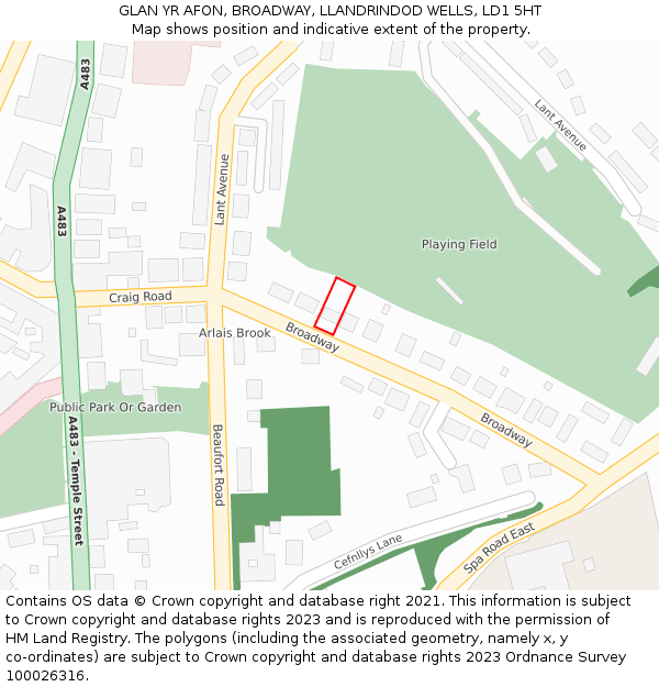 GLAN YR AFON, BROADWAY, LLANDRINDOD WELLS, LD1 5HT: Location map and indicative extent of plot