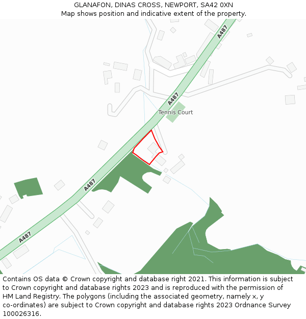 GLANAFON, DINAS CROSS, NEWPORT, SA42 0XN: Location map and indicative extent of plot