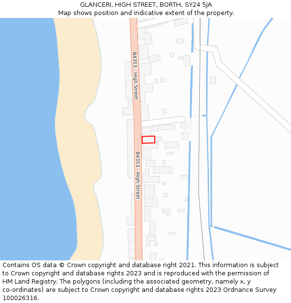 GLANCERI, HIGH STREET, BORTH, SY24 5JA: Location map and indicative extent of plot