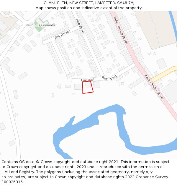 GLANHELEN, NEW STREET, LAMPETER, SA48 7AJ: Location map and indicative extent of plot