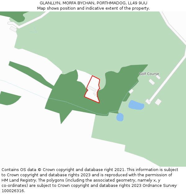 GLANLLYN, MORFA BYCHAN, PORTHMADOG, LL49 9UU: Location map and indicative extent of plot