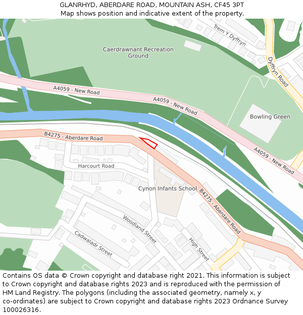 GLANRHYD, ABERDARE ROAD, MOUNTAIN ASH, CF45 3PT: Location map and indicative extent of plot