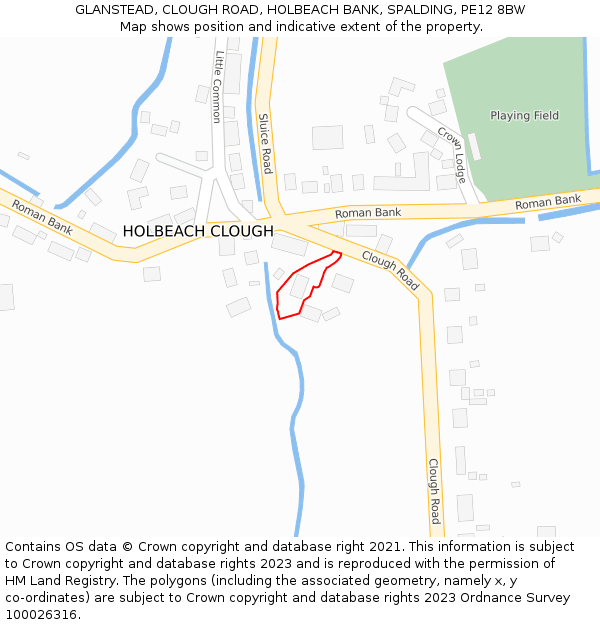 GLANSTEAD, CLOUGH ROAD, HOLBEACH BANK, SPALDING, PE12 8BW: Location map and indicative extent of plot