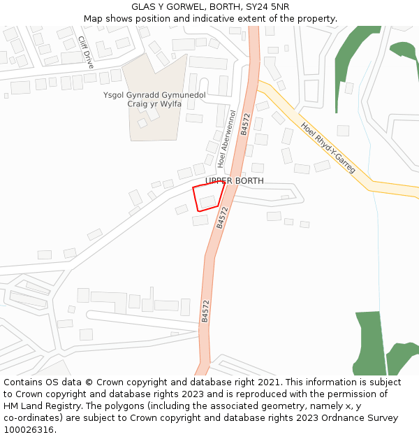 GLAS Y GORWEL, BORTH, SY24 5NR: Location map and indicative extent of plot