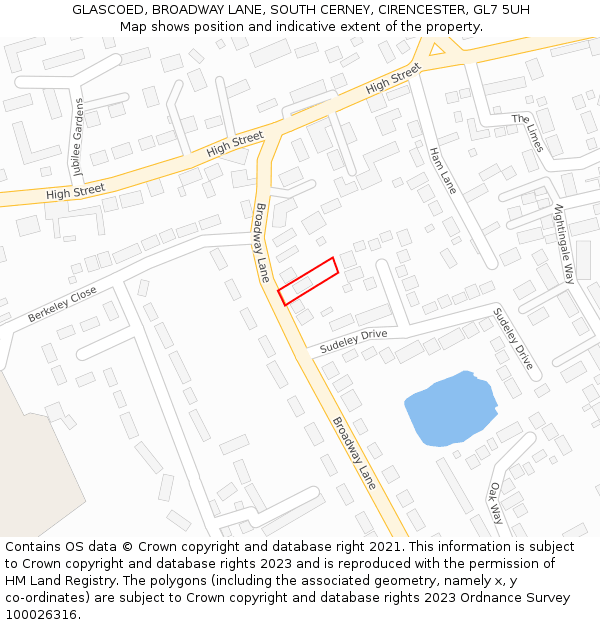 GLASCOED, BROADWAY LANE, SOUTH CERNEY, CIRENCESTER, GL7 5UH: Location map and indicative extent of plot