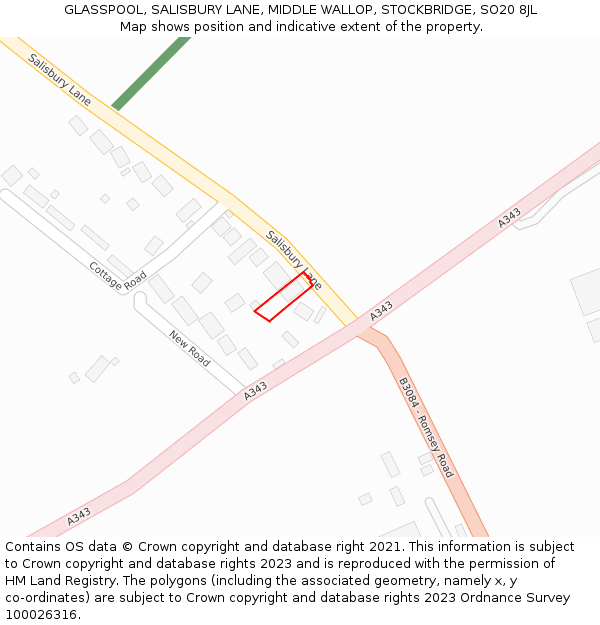 GLASSPOOL, SALISBURY LANE, MIDDLE WALLOP, STOCKBRIDGE, SO20 8JL: Location map and indicative extent of plot