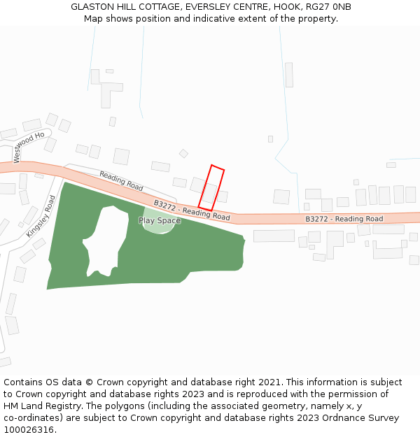 GLASTON HILL COTTAGE, EVERSLEY CENTRE, HOOK, RG27 0NB: Location map and indicative extent of plot