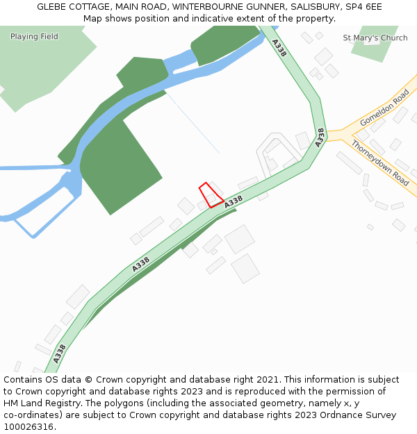 GLEBE COTTAGE, MAIN ROAD, WINTERBOURNE GUNNER, SALISBURY, SP4 6EE: Location map and indicative extent of plot