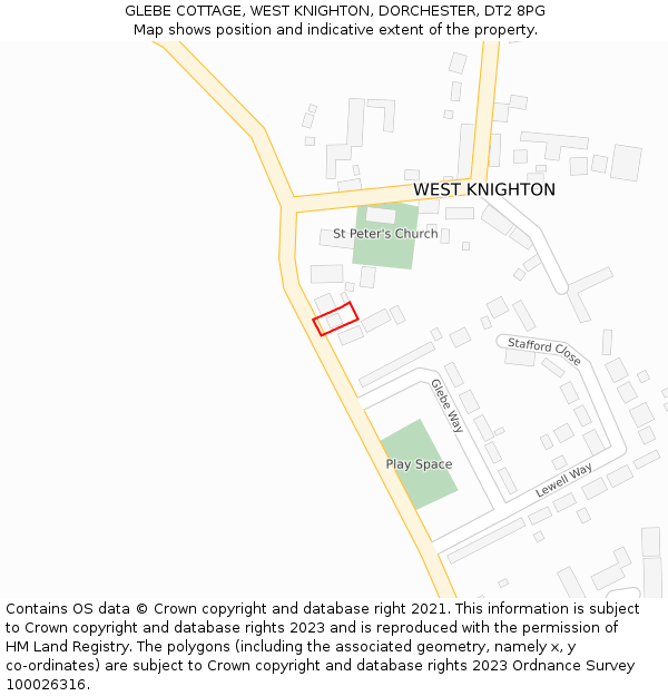 GLEBE COTTAGE, WEST KNIGHTON, DORCHESTER, DT2 8PG: Location map and indicative extent of plot