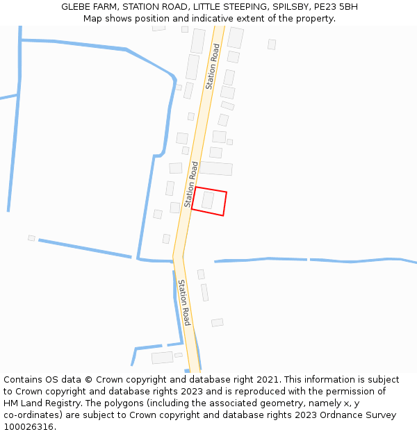 GLEBE FARM, STATION ROAD, LITTLE STEEPING, SPILSBY, PE23 5BH: Location map and indicative extent of plot