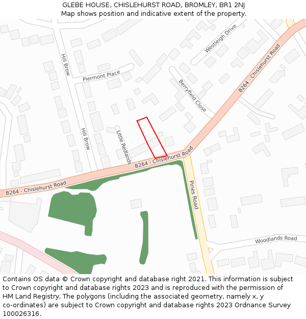 GLEBE HOUSE, CHISLEHURST ROAD, BROMLEY, BR1 2NJ: Location map and indicative extent of plot