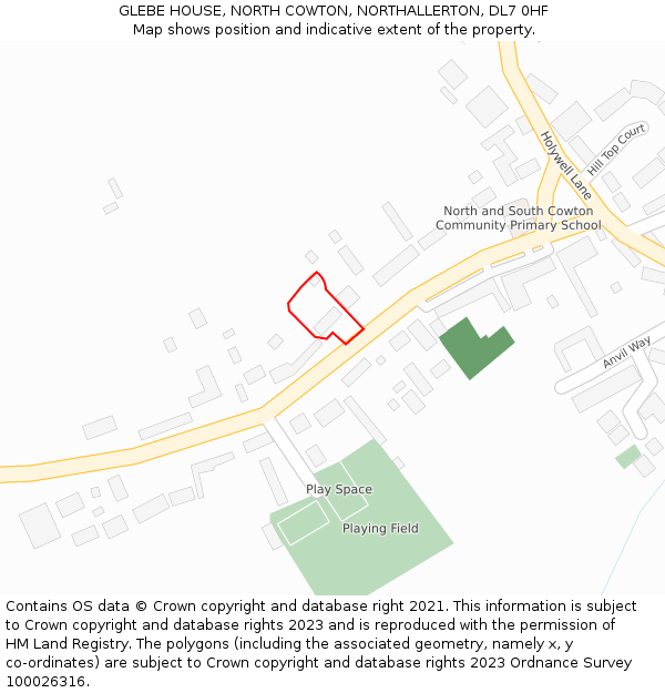 GLEBE HOUSE, NORTH COWTON, NORTHALLERTON, DL7 0HF: Location map and indicative extent of plot