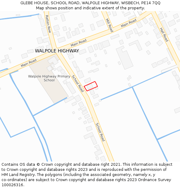 GLEBE HOUSE, SCHOOL ROAD, WALPOLE HIGHWAY, WISBECH, PE14 7QQ: Location map and indicative extent of plot