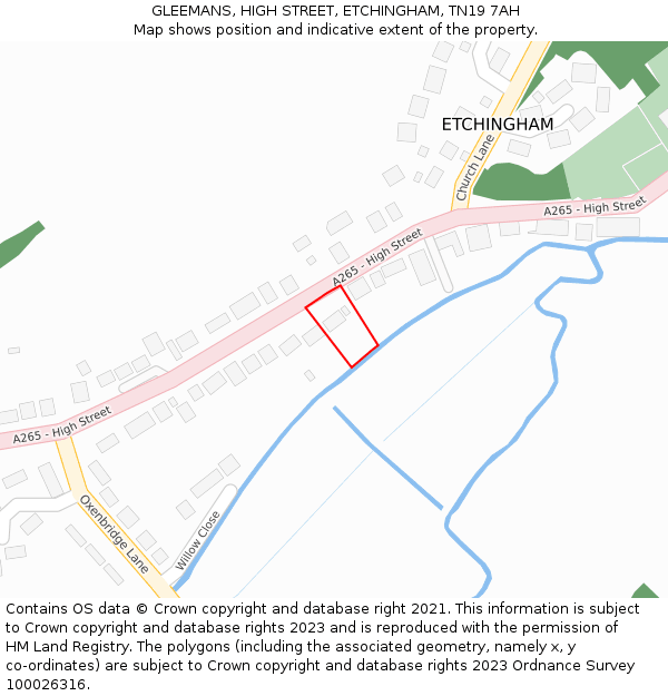 GLEEMANS, HIGH STREET, ETCHINGHAM, TN19 7AH: Location map and indicative extent of plot