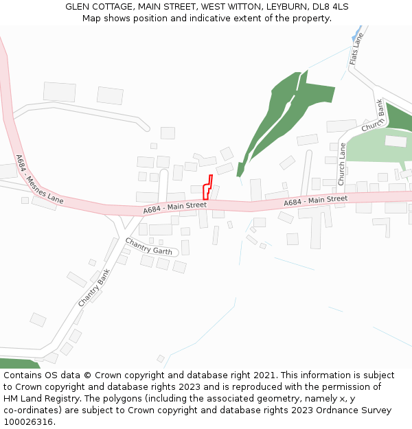 GLEN COTTAGE, MAIN STREET, WEST WITTON, LEYBURN, DL8 4LS: Location map and indicative extent of plot