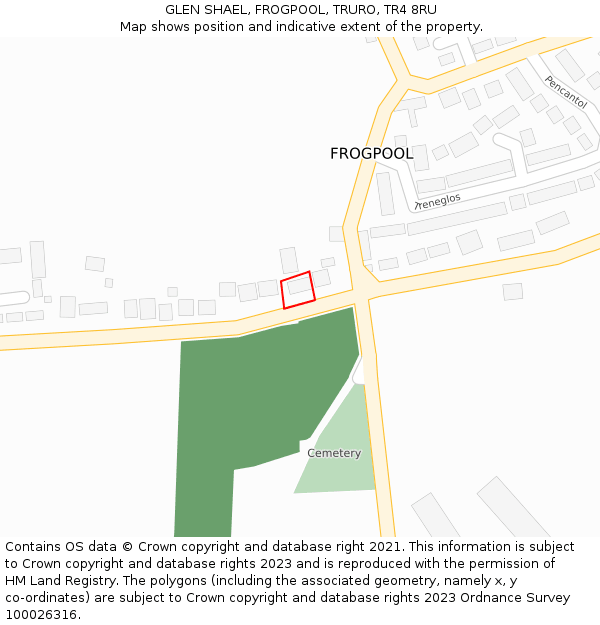 GLEN SHAEL, FROGPOOL, TRURO, TR4 8RU: Location map and indicative extent of plot