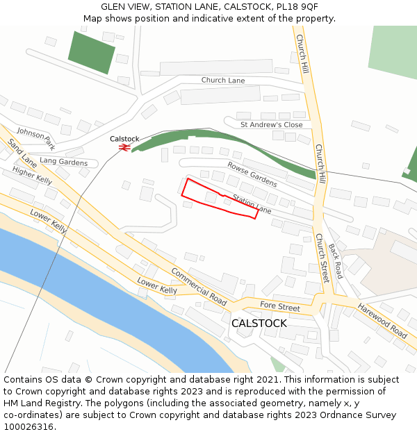 GLEN VIEW, STATION LANE, CALSTOCK, PL18 9QF: Location map and indicative extent of plot