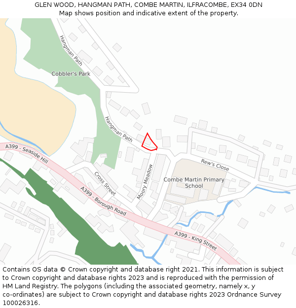 GLEN WOOD, HANGMAN PATH, COMBE MARTIN, ILFRACOMBE, EX34 0DN: Location map and indicative extent of plot