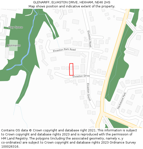 GLENARIFF, ELVASTON DRIVE, HEXHAM, NE46 2HS: Location map and indicative extent of plot