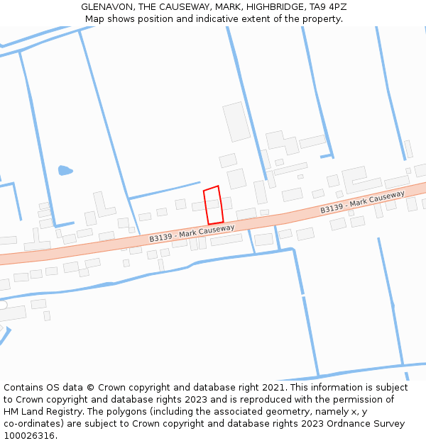 GLENAVON, THE CAUSEWAY, MARK, HIGHBRIDGE, TA9 4PZ: Location map and indicative extent of plot