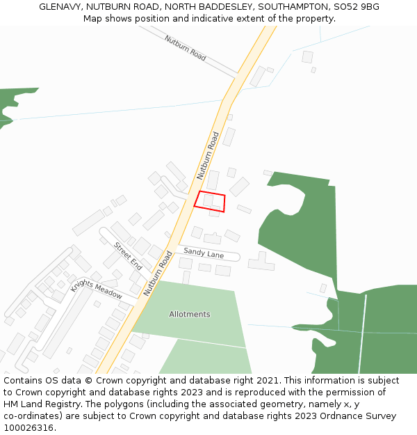 GLENAVY, NUTBURN ROAD, NORTH BADDESLEY, SOUTHAMPTON, SO52 9BG: Location map and indicative extent of plot