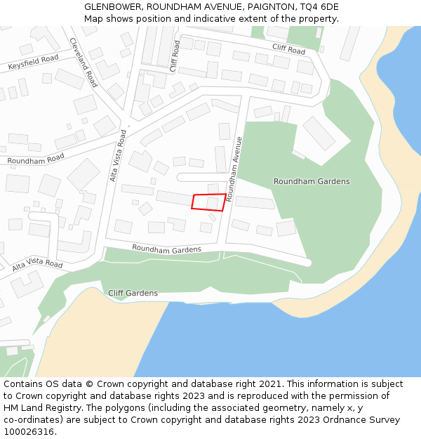 GLENBOWER, ROUNDHAM AVENUE, PAIGNTON, TQ4 6DE: Location map and indicative extent of plot