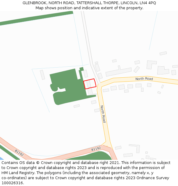 GLENBROOK, NORTH ROAD, TATTERSHALL THORPE, LINCOLN, LN4 4PQ: Location map and indicative extent of plot