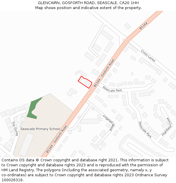 GLENCAIRN, GOSFORTH ROAD, SEASCALE, CA20 1HH: Location map and indicative extent of plot