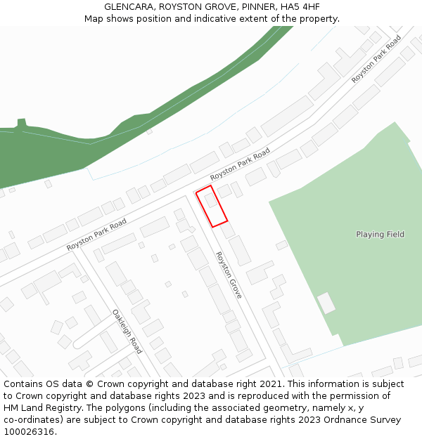 GLENCARA, ROYSTON GROVE, PINNER, HA5 4HF: Location map and indicative extent of plot