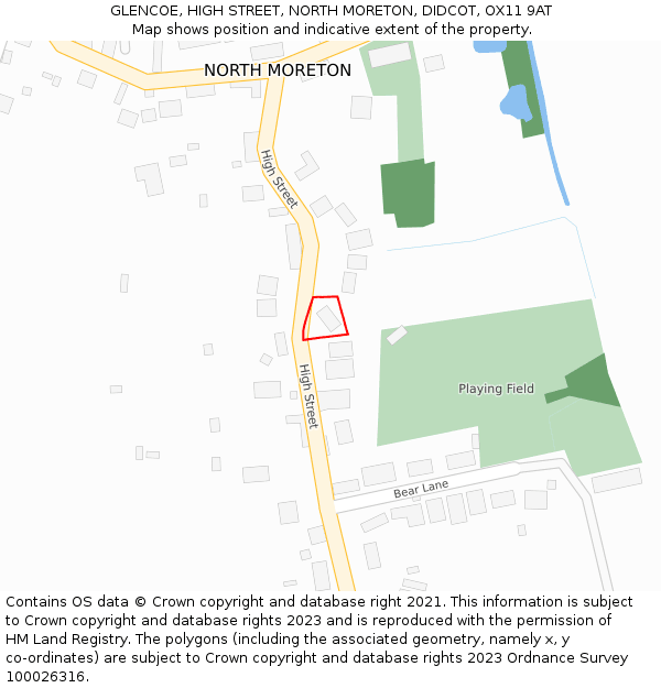 GLENCOE, HIGH STREET, NORTH MORETON, DIDCOT, OX11 9AT: Location map and indicative extent of plot