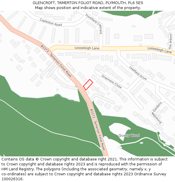 GLENCROFT, TAMERTON FOLIOT ROAD, PLYMOUTH, PL6 5ES: Location map and indicative extent of plot