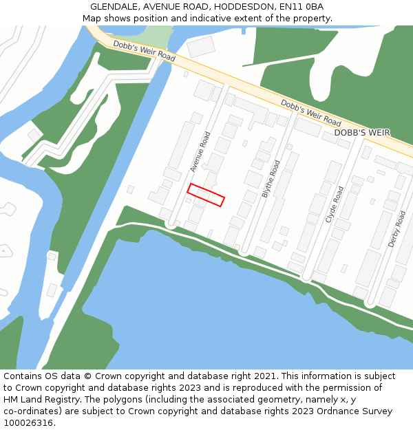 GLENDALE, AVENUE ROAD, HODDESDON, EN11 0BA: Location map and indicative extent of plot