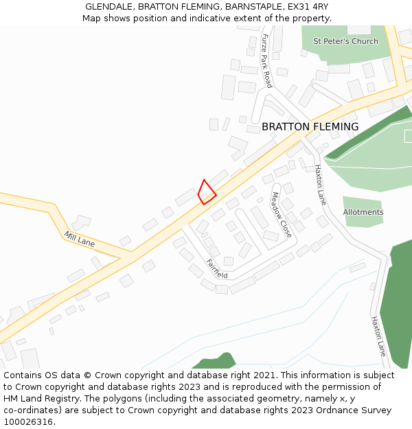 GLENDALE, BRATTON FLEMING, BARNSTAPLE, EX31 4RY: Location map and indicative extent of plot