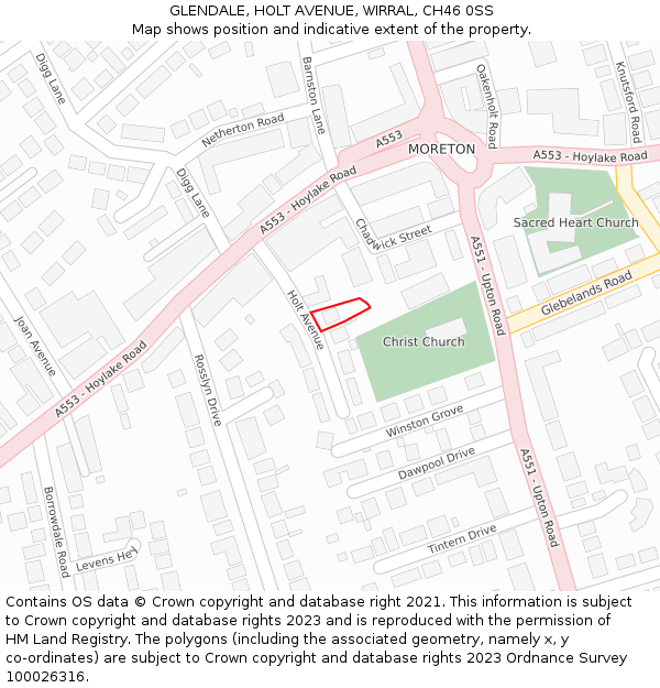 GLENDALE, HOLT AVENUE, WIRRAL, CH46 0SS: Location map and indicative extent of plot