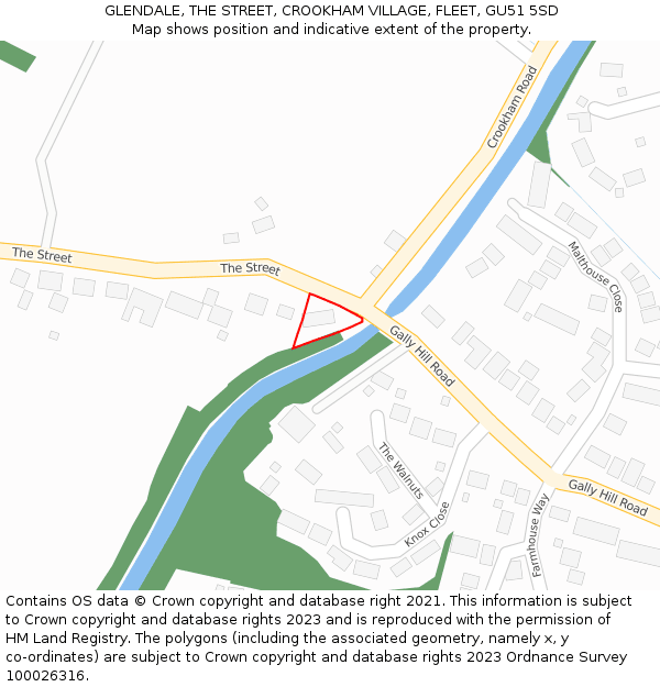 GLENDALE, THE STREET, CROOKHAM VILLAGE, FLEET, GU51 5SD: Location map and indicative extent of plot