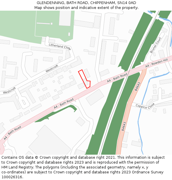 GLENDENNING, BATH ROAD, CHIPPENHAM, SN14 0AD: Location map and indicative extent of plot