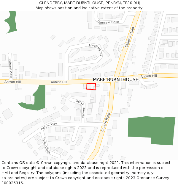 GLENDERRY, MABE BURNTHOUSE, PENRYN, TR10 9HJ: Location map and indicative extent of plot