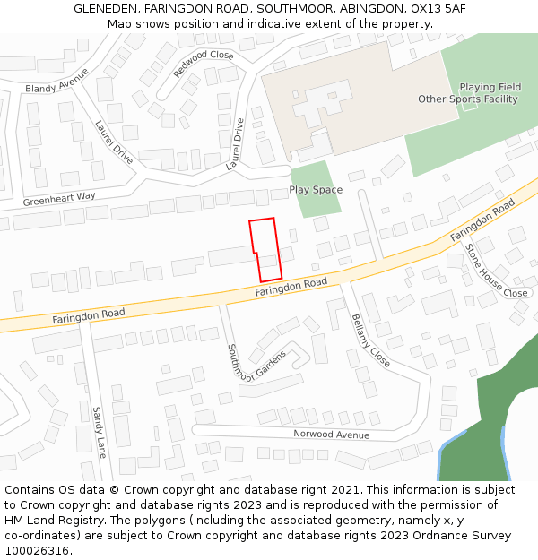 GLENEDEN, FARINGDON ROAD, SOUTHMOOR, ABINGDON, OX13 5AF: Location map and indicative extent of plot