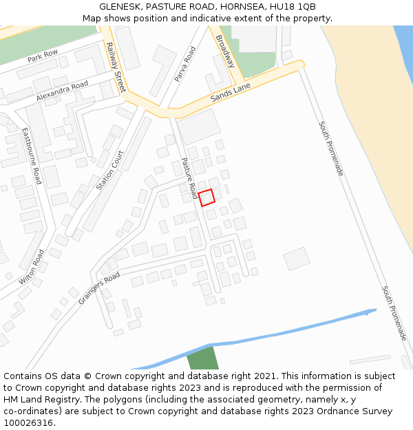 GLENESK, PASTURE ROAD, HORNSEA, HU18 1QB: Location map and indicative extent of plot