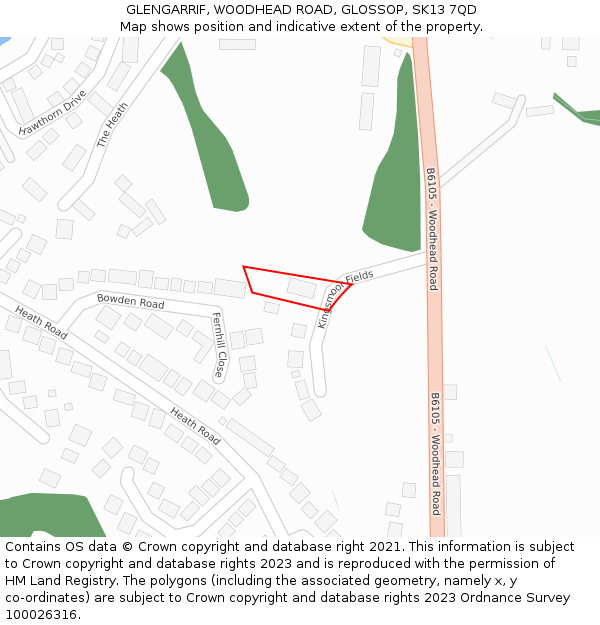 GLENGARRIF, WOODHEAD ROAD, GLOSSOP, SK13 7QD: Location map and indicative extent of plot