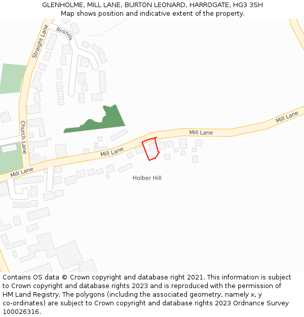 GLENHOLME, MILL LANE, BURTON LEONARD, HARROGATE, HG3 3SH: Location map and indicative extent of plot