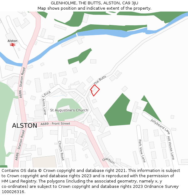 GLENHOLME, THE BUTTS, ALSTON, CA9 3JU: Location map and indicative extent of plot