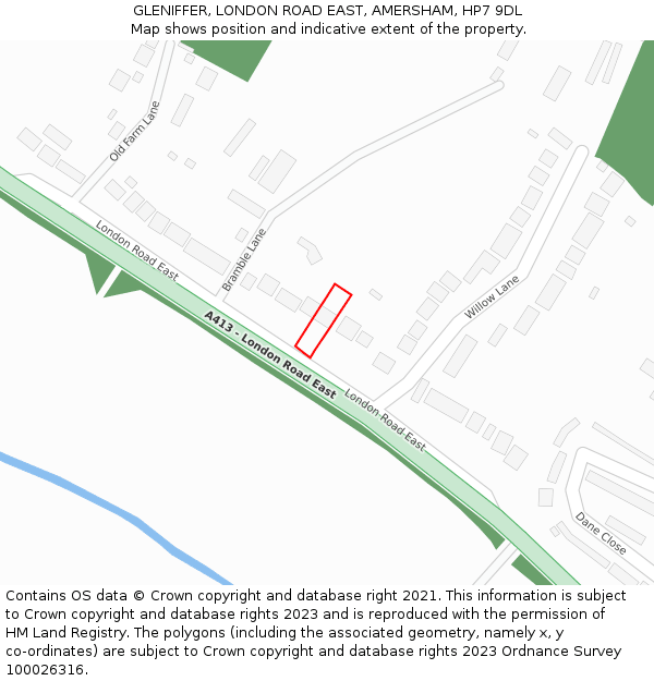 GLENIFFER, LONDON ROAD EAST, AMERSHAM, HP7 9DL: Location map and indicative extent of plot