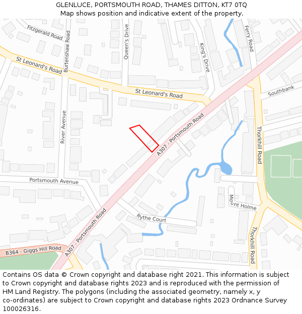 GLENLUCE, PORTSMOUTH ROAD, THAMES DITTON, KT7 0TQ: Location map and indicative extent of plot