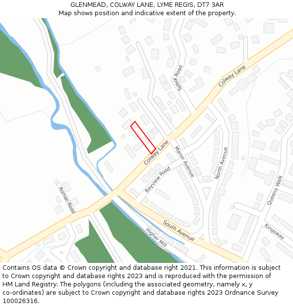GLENMEAD, COLWAY LANE, LYME REGIS, DT7 3AR: Location map and indicative extent of plot